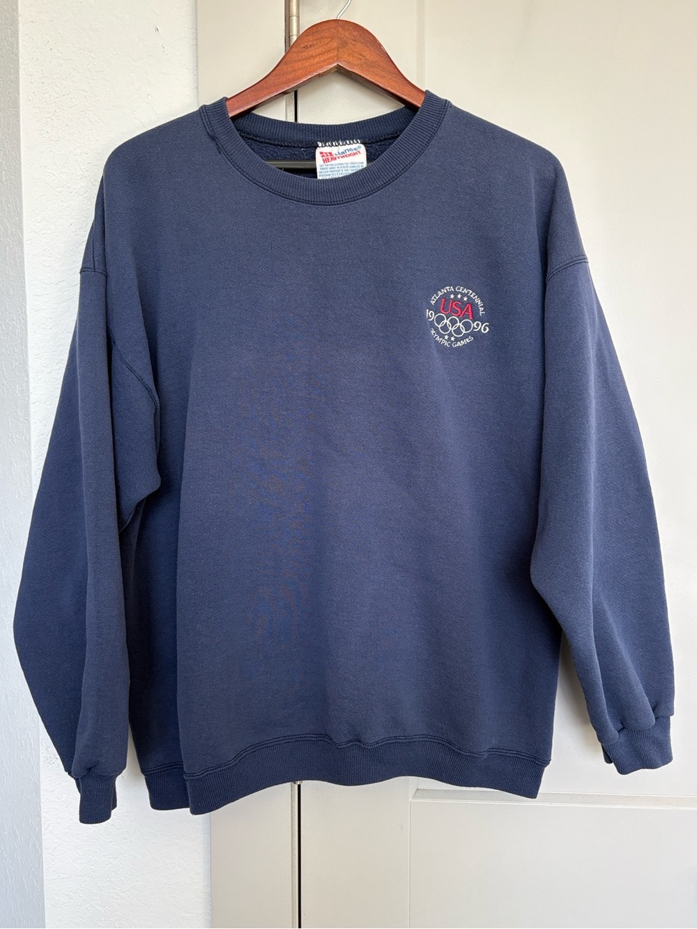 VINTAGE 1996 USA OLYMPIC GAMES BLUE GRAPHIC CREWNECK SWEATSHIRT MENS XL
